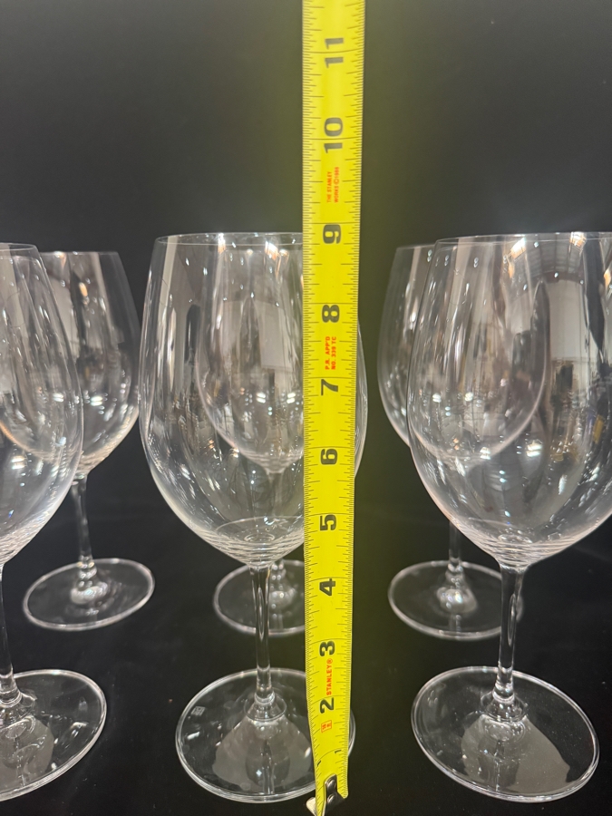 Set of (6) Riedel Vinum Series Premium Varietal-Specific Bordeaux, Cabernet Sauvignon, and Merlot Lead Crystal Red Wine Glasses 9'H [Photo 3]