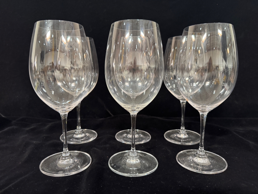 Set of (6) Riedel Ouverture Series Crystal Wine Glasses With Laser Hallmark Verification 6.75'H