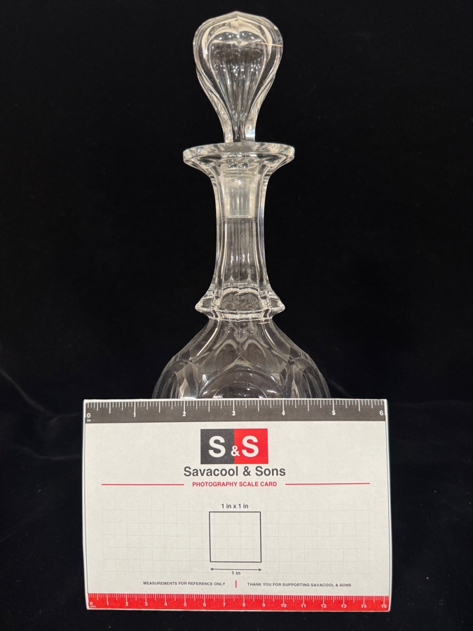 Vintage Crystal 6-Panel Cut-Glass Wine Carafe and Multi-Sided Stemmed Teardrop Stopper 12'H [Photo 4]