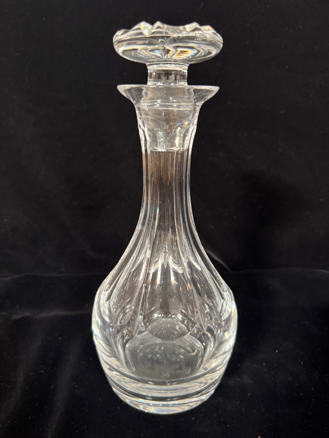 Crystal Wine and Spirits Decanter with Disc-Shaped Stopper 10.5'H