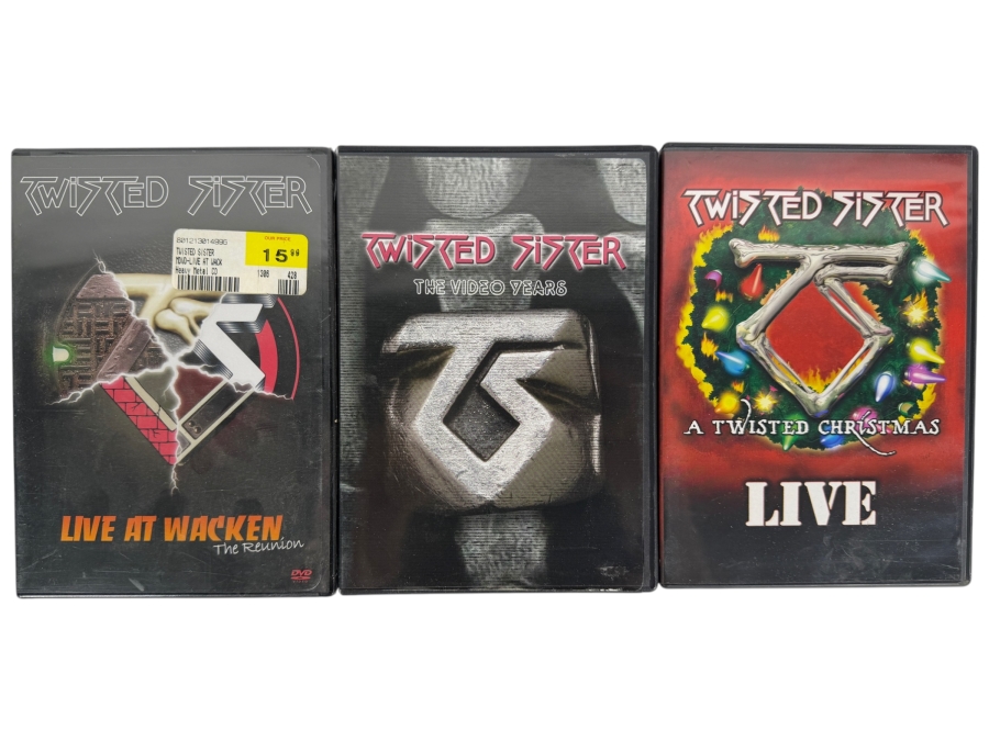 Twisted Sister Live Concert And Music Video Collection Lot Of 3 Music DVDs Featuring Live At Wacken The Video Years And A Twisted Christmas Live