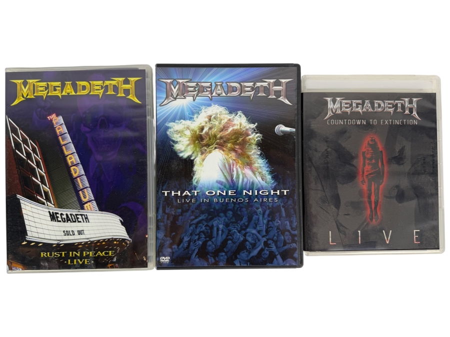 Megadeth Live Concert Video Collection Lot Of 3 Blu-rays And DVDs Featuring Rust In Peace Live That One Night And Countdown To Extinction Live
