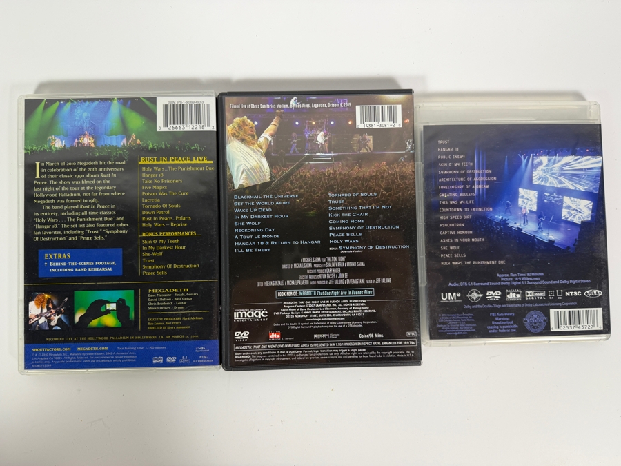 Megadeth Live Concert Video Collection Lot Of 3 Blu-rays And DVDs Featuring Rust In Peace Live That One Night And Countdown To Extinction Live [Photo 2]