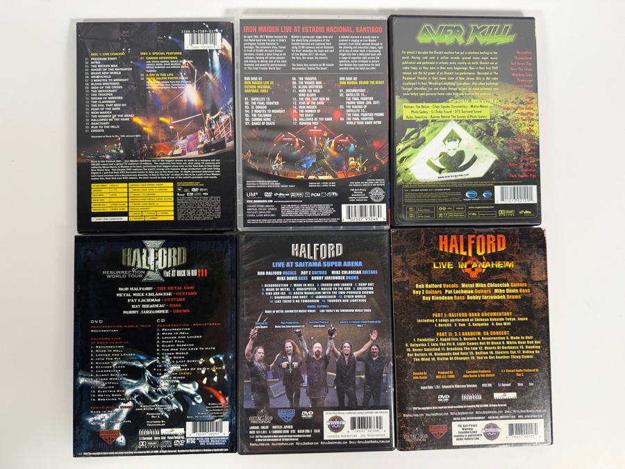 Lot Of 6 Heavy Metal Music Live Concert DVDs And Blu-rays Featuring Iron Maiden Halford And Overkill [Photo 2]