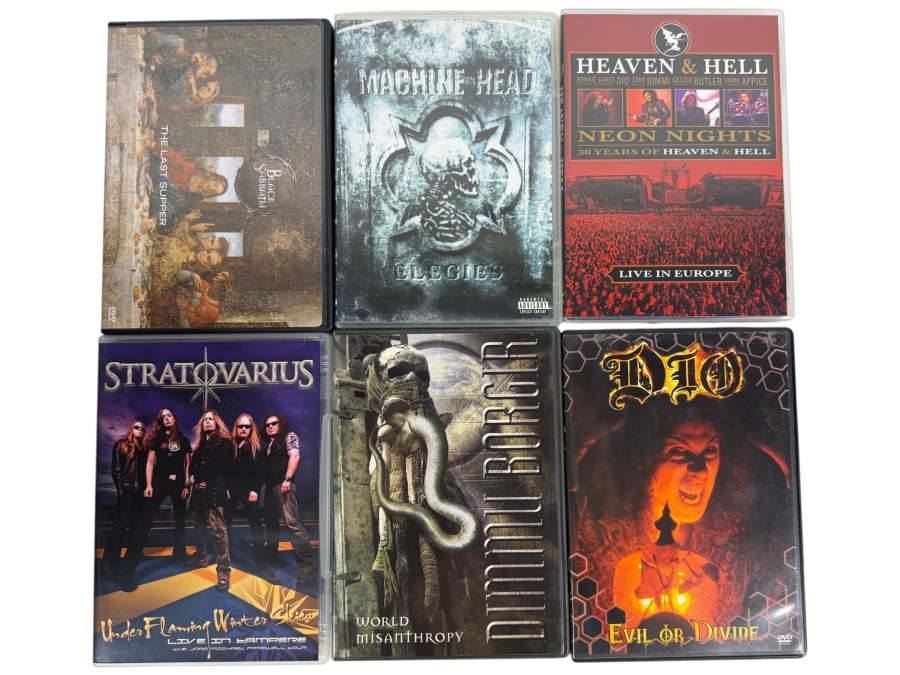 Lot Of 6 Heavy Metal Power Metal And Black Metal Concert DVDs Featuring Black Sabbath Dio Heaven And Hell Dimmu Borgir And More