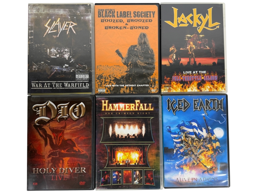 Lot Of 6 Hard Rock Heavy Metal Thrash And Power Metal Concert DVDs Featuring Slayer Dio Jackyl Black Label Society And More