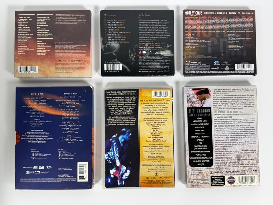 Lot Of 6 Classic Rock Heavy Metal And Blues Concert Box Sets DVDs And Blu-rays Featuring The Rolling Stones Jimi Hendrix Led Zeppelin And Mötley Crüe [Photo 2]