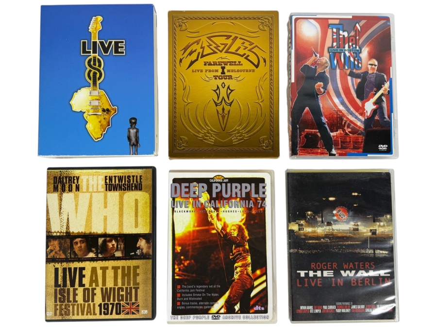 Lot Of 6 Classic Rock Progressive Rock And Arena Rock Concert Box Sets DVDs Featuring Eagles Deep Purple The Who And Roger Waters
