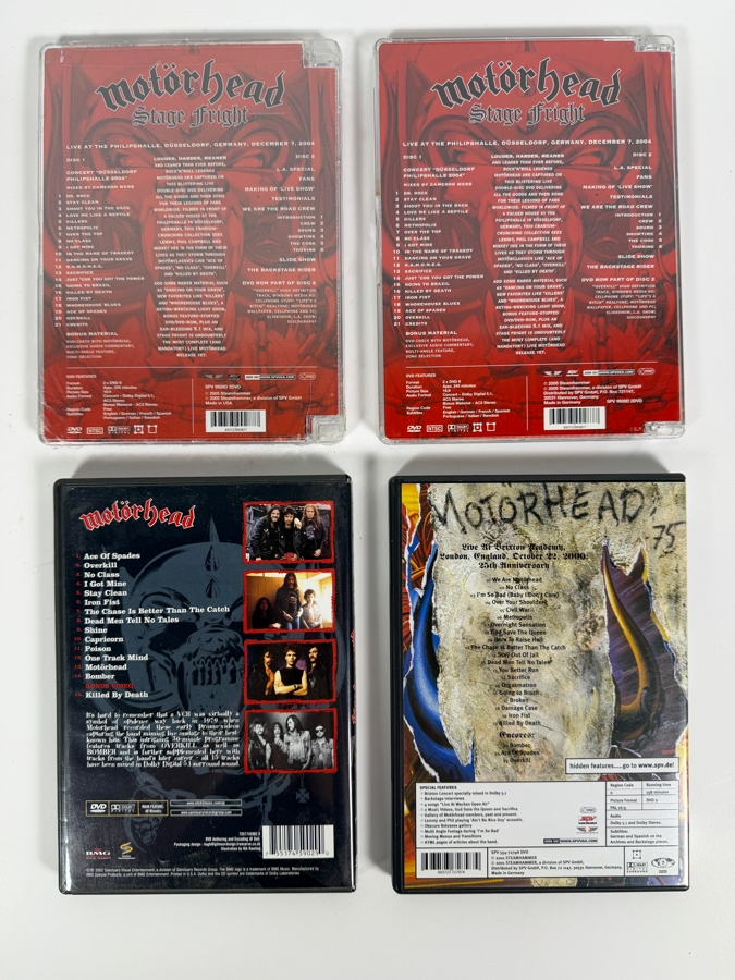 Lot Of 4 Motörhead Heavy Metal Concert Video DVDs Pack Featuring Two Rare Factory Sealed Stage Fright Releases And Famous Brixton Performance [Photo 3]