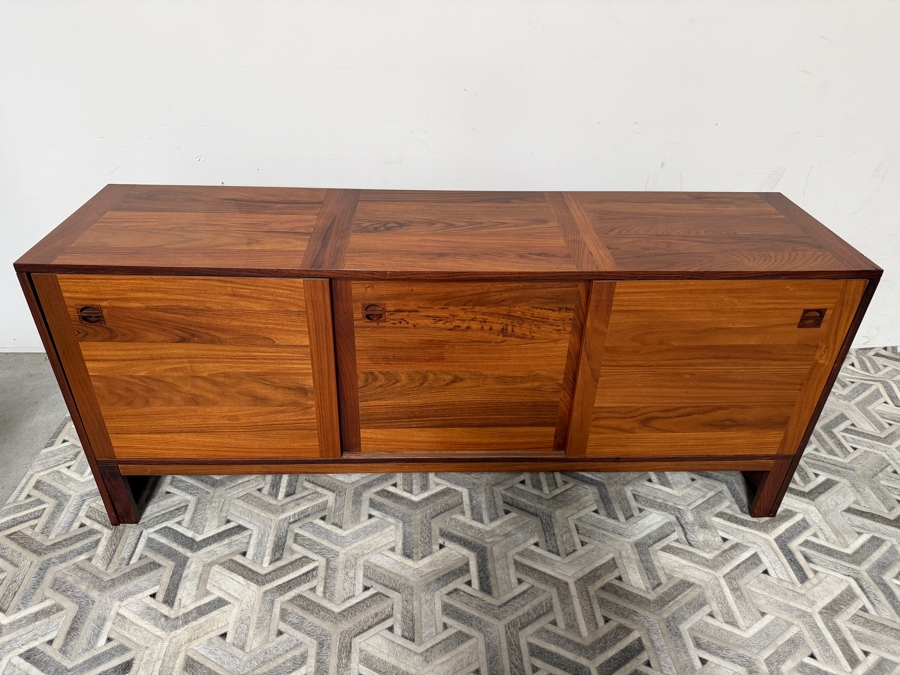 Mid Century Modern E. Jakobsen Skive Rosewood and Teak Credenza Sideboard Made in Denmark 71'W X 18.5'D X 30'H [Photo 3]
