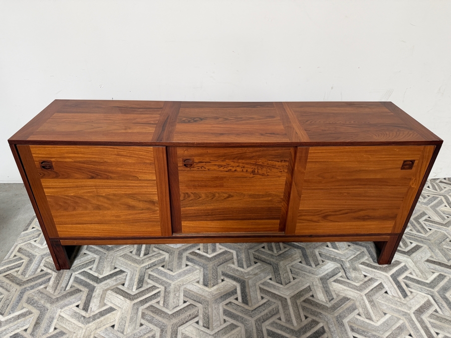 Mid Century Modern E. Jakobsen Skive Rosewood and Teak Credenza Sideboard Made in Denmark 71'W X 18.5'D X 30'H [Photo 4]