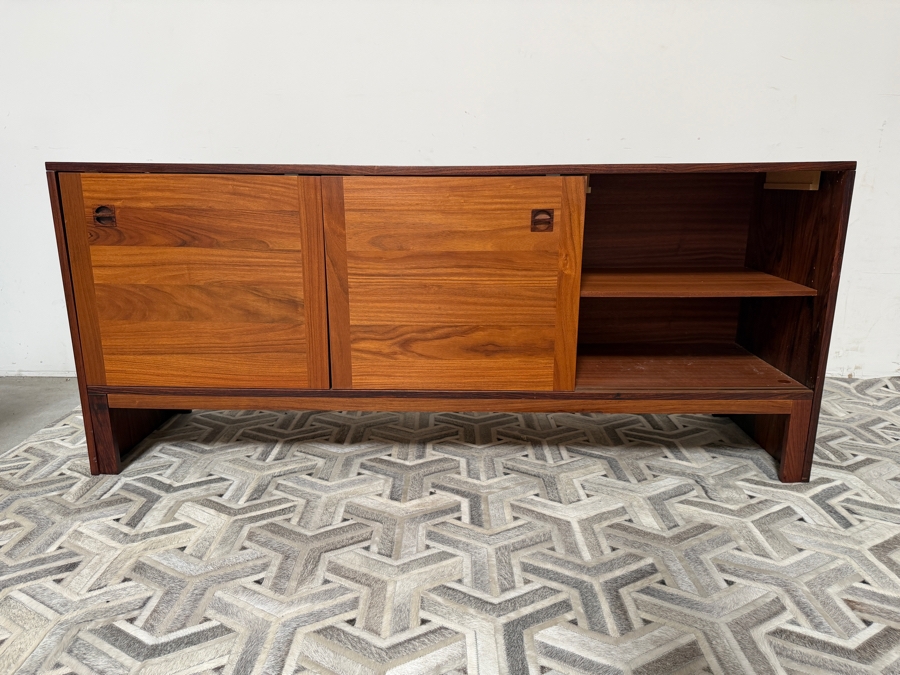 Mid Century Modern E. Jakobsen Skive Rosewood and Teak Credenza Sideboard Made in Denmark 71'W X 18.5'D X 30'H [Photo 7]