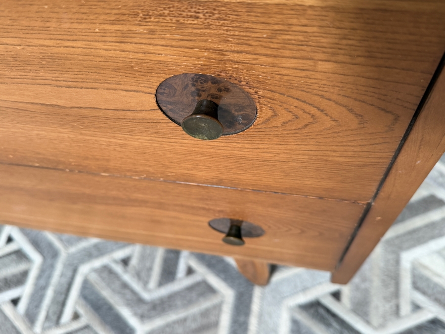 Mainline By Hooker Mid Century Walnut And Brass Four Drawer Highboy Dresser 38'W X 18'D X 42'H [Photo 5]