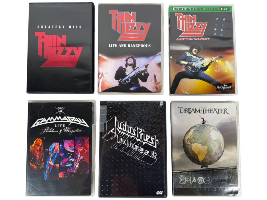 (6) Vintage Music DVD Videos Including Thin Lizzy, Judas Priest, Gamma Ray & Dream Theater