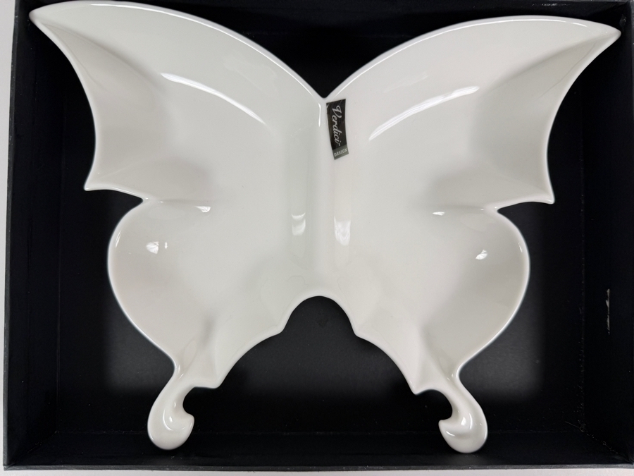 Verdici Design White Ceramic Butterfly Divided Serving Dish Trinket Tray Nibble Bowl 10'W X 8'H [Photo 3]