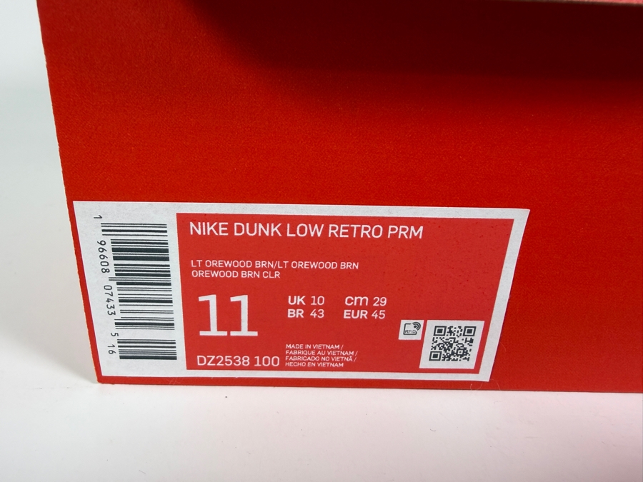 Nike Dunk Low Premium Light Orewood Brown Canvas Leather Sneakers With Original Box Size 11 Mens [Photo 7]