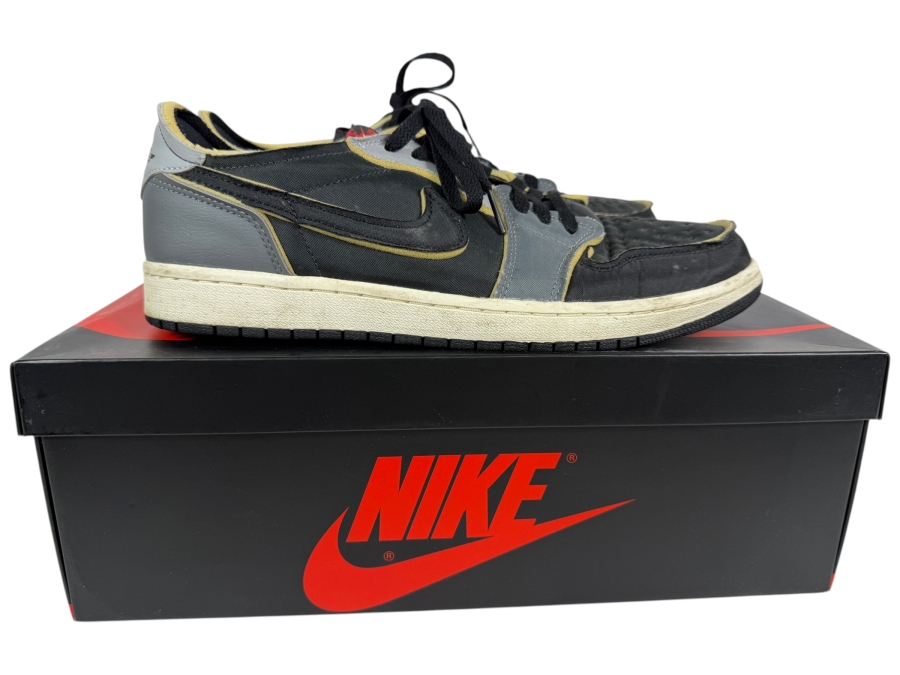 Air Jordan 1 Retro Low OG EX Black Smoke Grey Deconstructed Sneakers With Original Box Size 11 Mens