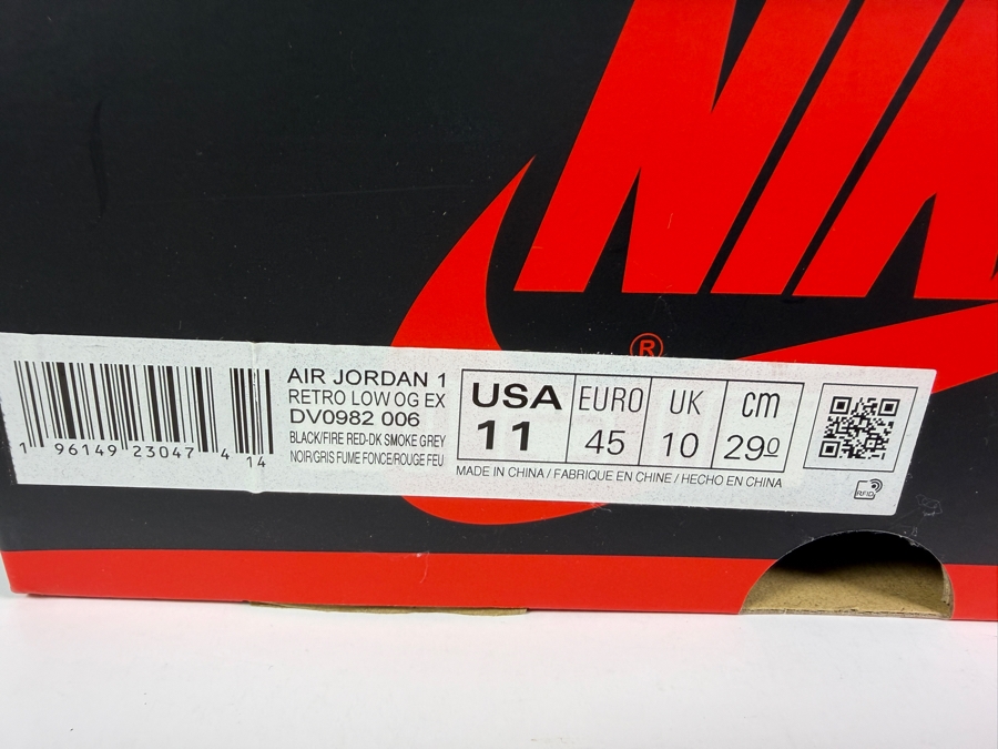 Air Jordan 1 Retro Low OG EX Black Smoke Grey Deconstructed Sneakers With Original Box Size 11 Mens [Photo 7]