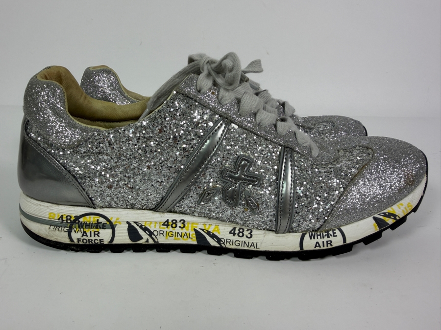  Women's Premiata Conny Silver Glitter Sneakers Size 41 [Photo 5]