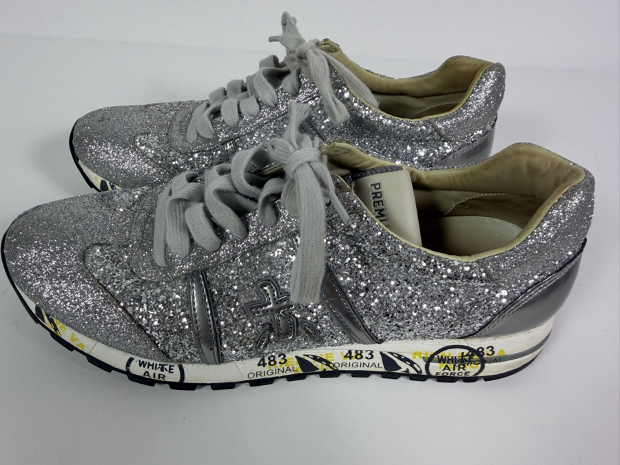  Women's Premiata Conny Silver Glitter Sneakers Size 41 [Photo 3]