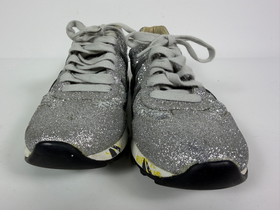  Women's Premiata Conny Silver Glitter Sneakers Size 41 [Photo 4]
