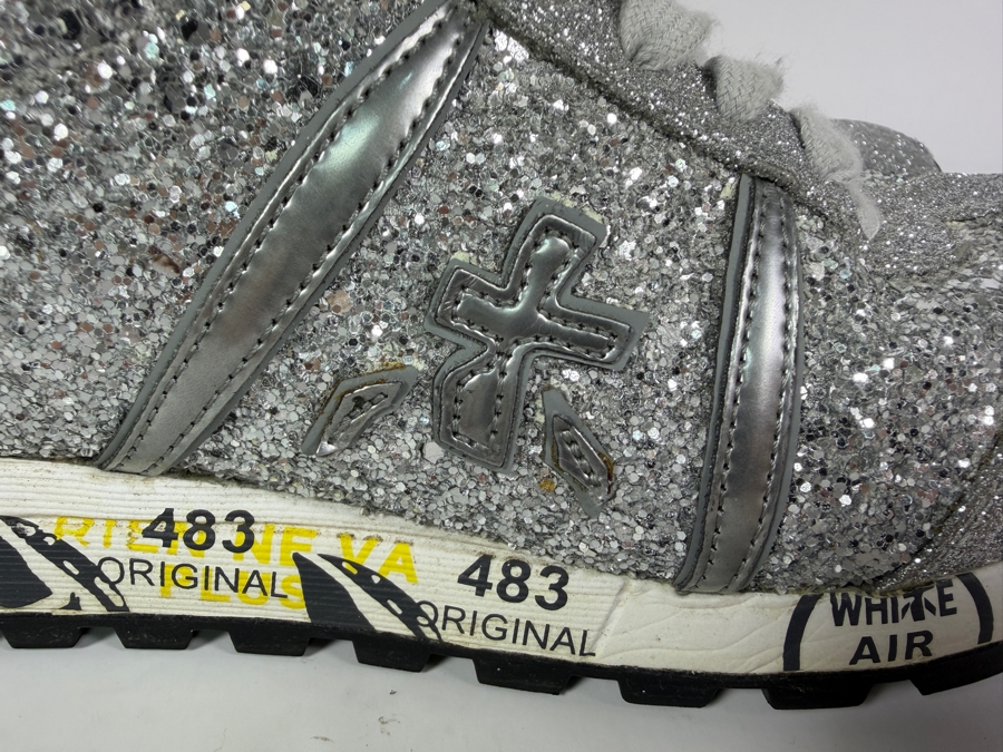  Women's Premiata Conny Silver Glitter Sneakers Size 41 [Photo 6]