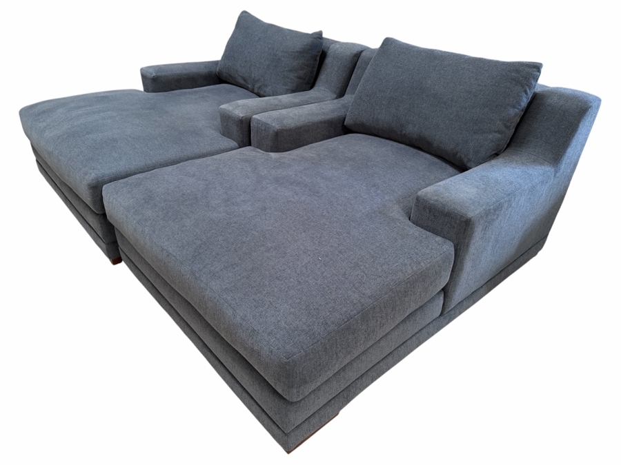 Pair of Modern Oversized Cuddler Chaise Lounges by Jonathan Louis Inc 46W X 63L X 30H