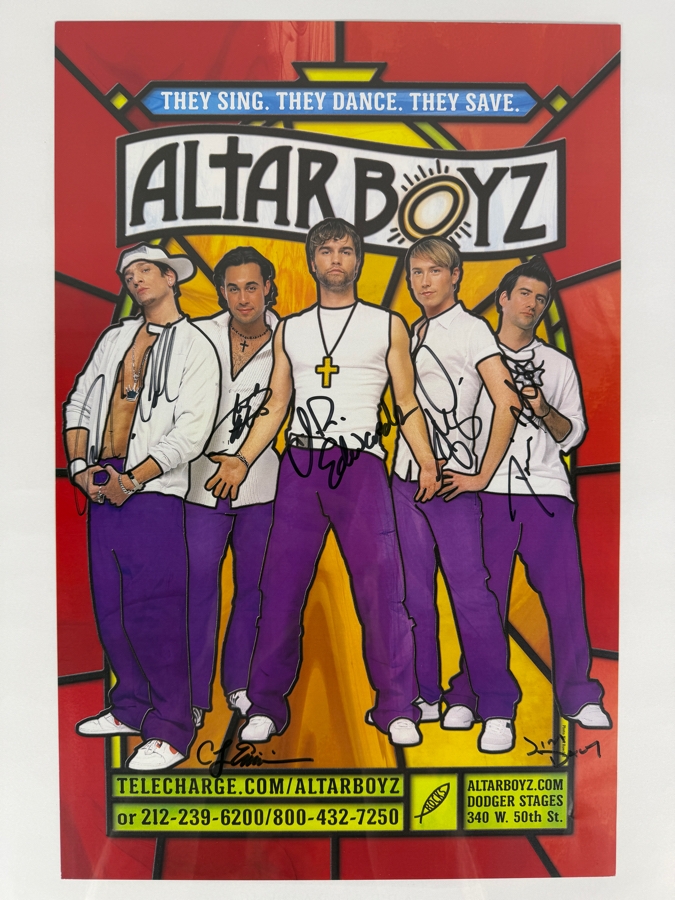 Cast Signed Altar Boyz Framed Promotional Poster for the 2005 Off-Broadway Musical 19 X 25
