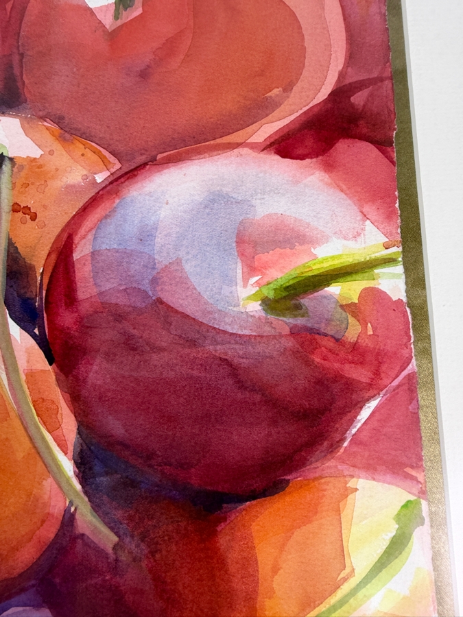 Cherry Sweig Original Watercolor Titled 'Bowl Of Cherries' Dated 2010 15 X 22.5 Framed 22 X 30.5 Retailed $550 [Photo 6]