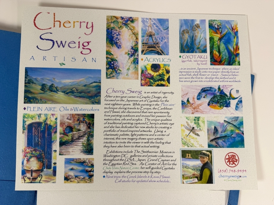 Cherry Sweig Original Watercolor Titled 'Bowl Of Cherries' Dated 2010 15 X 22.5 Framed 22 X 30.5 Retailed $550 [Photo 12]