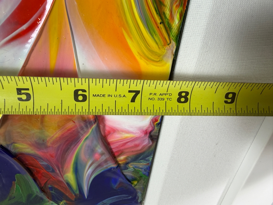 Signed Original Abstract Acrylic Fluid Pour Painting Vibrant Modern Wall Art With Square Frame 8' X 8' Frame: 17' X 17' [Photo 12]