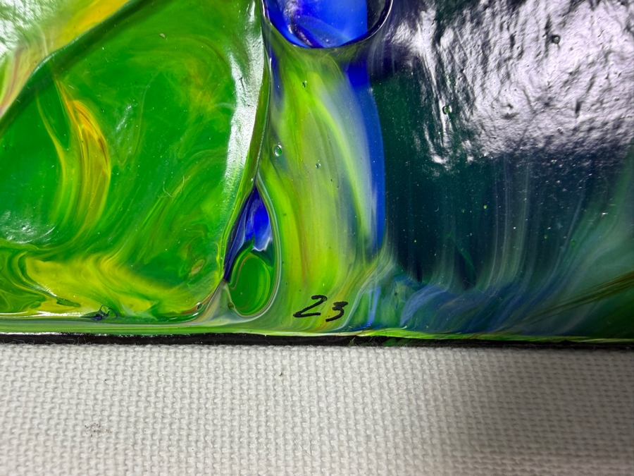 Signed Original Abstract Acrylic Fluid Pour Painting Vibrant Modern Wall Art With Square Frame 8' X 8' Frame: 17' X 17' [Photo 8]