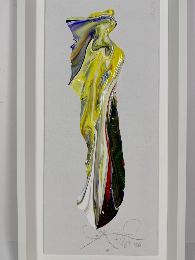 Signed Original Abstract Acrylic Fluid Pour Painting Vibrant Modern Wall Art 7' X 17' Frame: 10' X 20' [Photo 3]