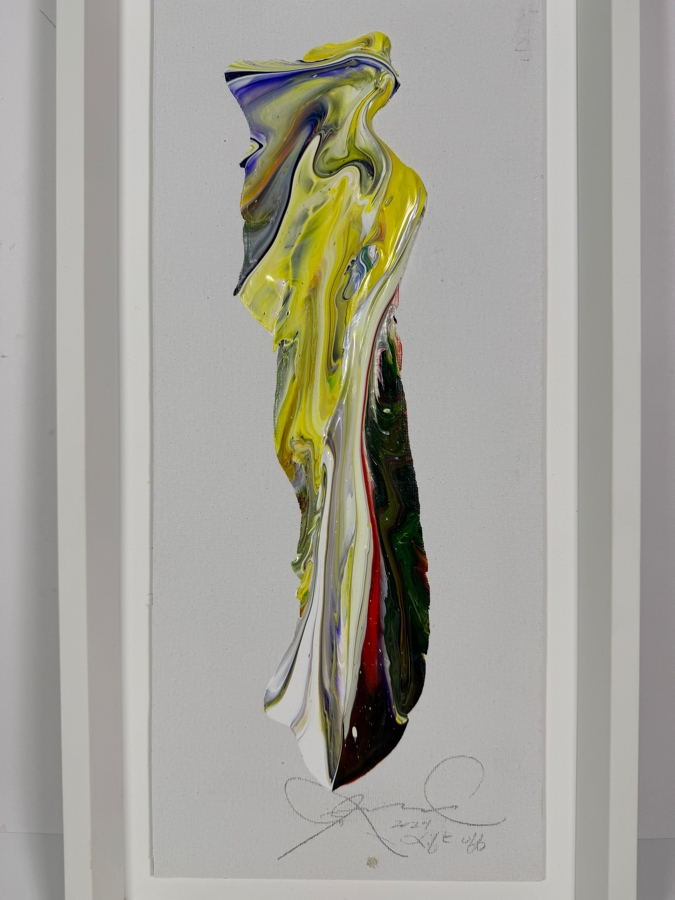 Signed Original Abstract Acrylic Fluid Pour Painting Vibrant Modern Wall Art 7' X 17' Frame: 10' X 20' [Photo 2]