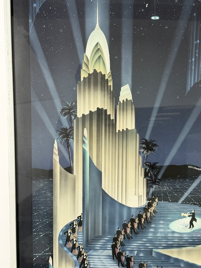 Vintage 1987 Mirage Editions Inc. Robert Hoppe Hollywood Reporter Salutes Hollywood 100th Anniversary Framed Poster 24' X 36' [Photo 2]