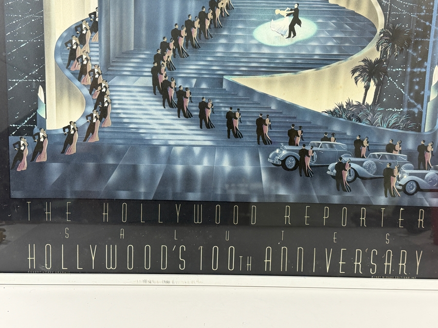 Vintage 1987 Mirage Editions Inc. Robert Hoppe Hollywood Reporter Salutes Hollywood 100th Anniversary Framed Poster 24' X 36' [Photo 4]