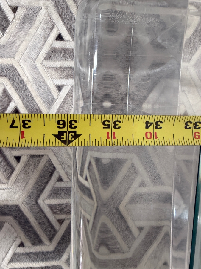 Vintage 1970s Signed Les Prismatiques Thick Slab Clear Lucite Inset Glass Coffee Table Retailed $10,995 48'W X 36'D X 18'H [Photo 10]