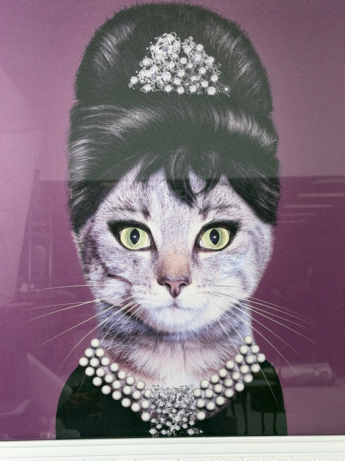 Empire Art Direct Pets Rock Breakfast Audrey Hepburn Cat Framed Gloss Baroque Wall Art 19' X 23' Framed: 29.5' X 33.5' [Photo 3]