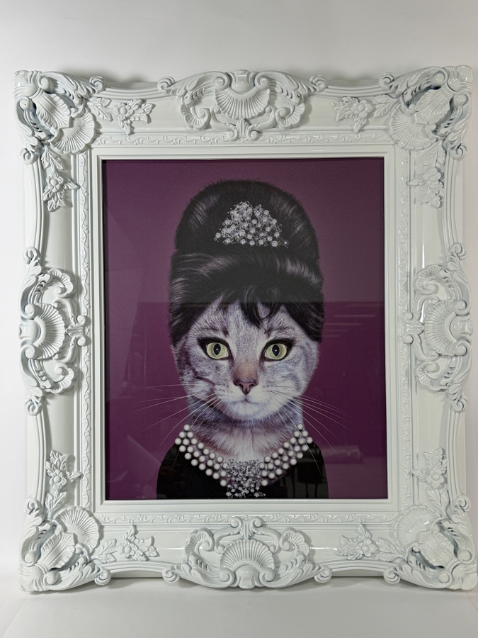 Empire Art Direct Pets Rock Breakfast Audrey Hepburn Cat Framed Gloss Baroque Wall Art 19' X 23' Framed: 29.5' X 33.5' [Photo 2]