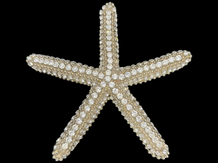Authentic Cloutier Signed Luxury Handcrafted Swarovski Crystal Beaded Large Statement Starfish 7.5' Retails $330
