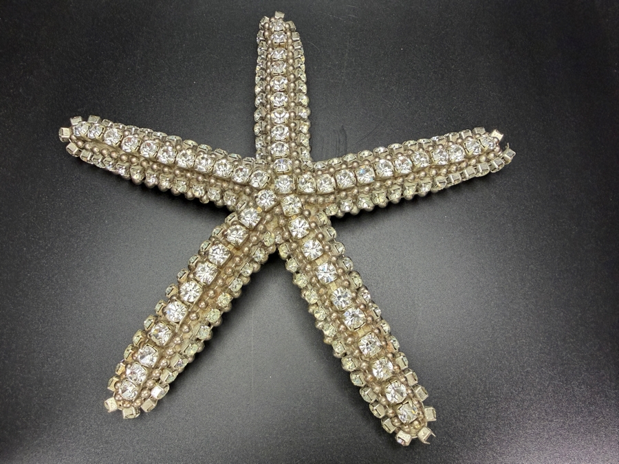 Authentic Cloutier Signed Luxury Handcrafted Swarovski Crystal Beaded Statement Starfish Accent Sculpture 6'L Retails $225 [Photo 2]