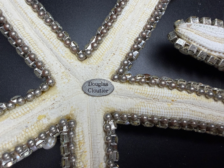 Pair of Cloutier Luxury Handcrafted Sea Shell Pearl Swarovski Crystal Mosaic Large Statement Starfish 7'L Retails $1,000 / Pair [Photo 8]