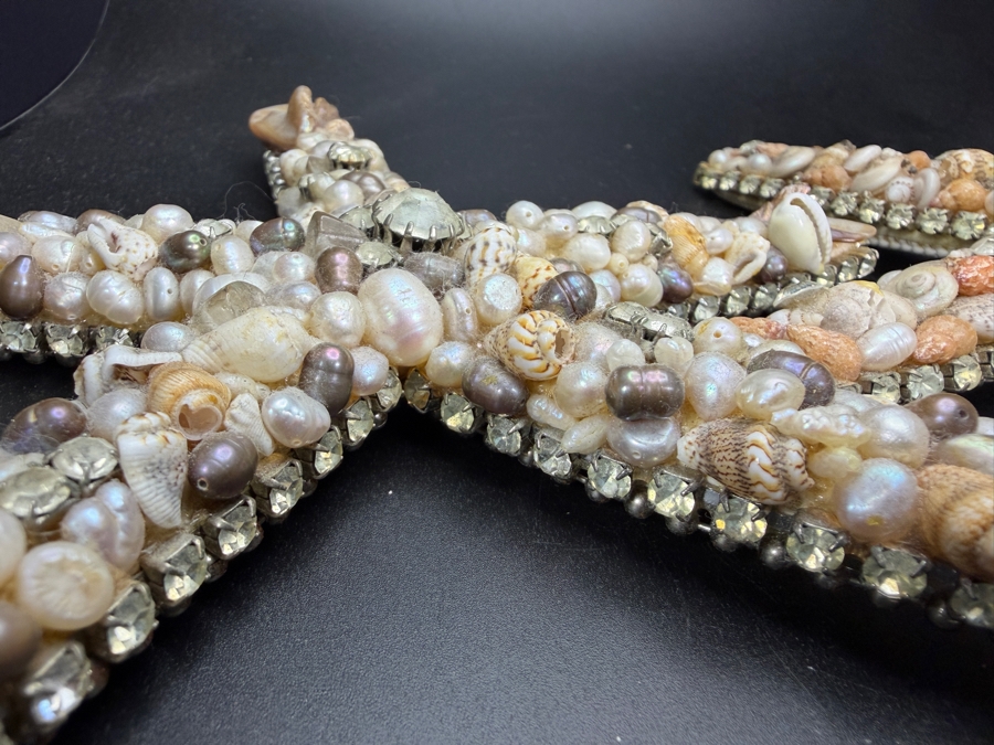 Pair of Cloutier Luxury Handcrafted Sea Shell Pearl Swarovski Crystal Mosaic Large Statement Starfish 7'L Retails $1,000 / Pair [Photo 6]