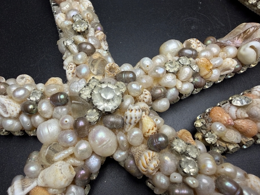 Pair of Cloutier Luxury Handcrafted Sea Shell Pearl Swarovski Crystal Mosaic Large Statement Starfish 7'L Retails $1,000 / Pair [Photo 3]