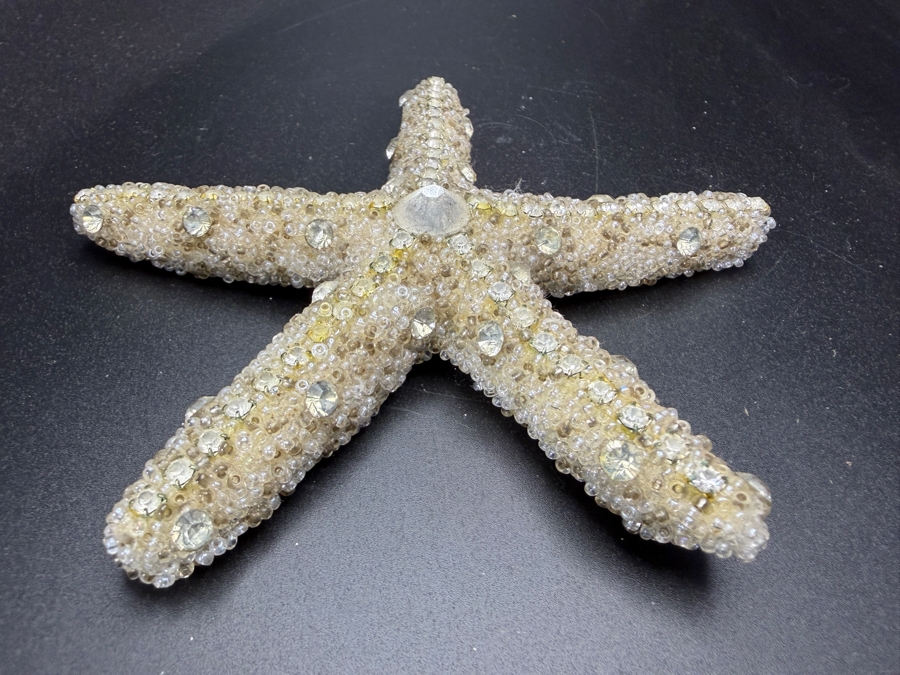 Ferfare With Company Handcrafted Frosted Micro Beaded Real Starfish Sculpture Accent 4.5'L Retails $175 [Photo 5]