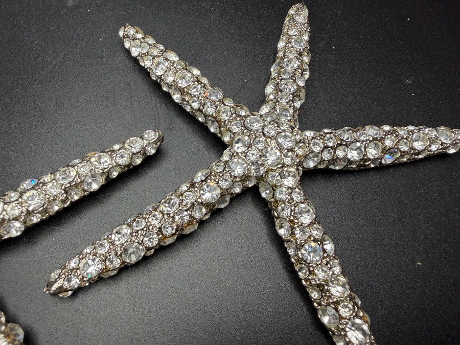 Pair Cloutier Luxury Handcrafted Swarovski Crystal Beaded Statement Starfish Sculptures 4'L Retails $330 / Pair [Photo 3]