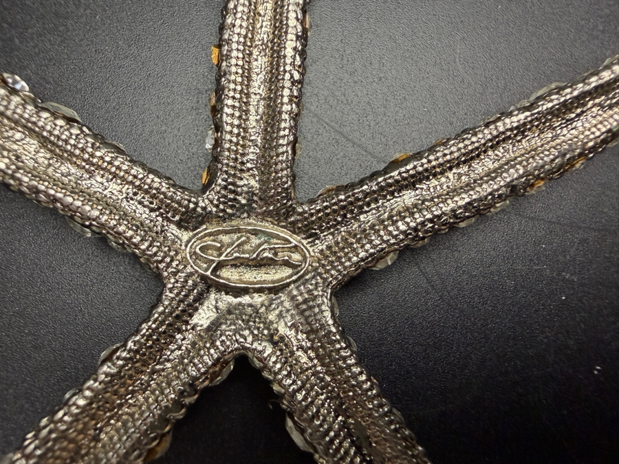 Pair Cloutier Luxury Handcrafted Swarovski Crystal Beaded Statement Starfish Sculptures 4'L Retails $330 / Pair [Photo 6]