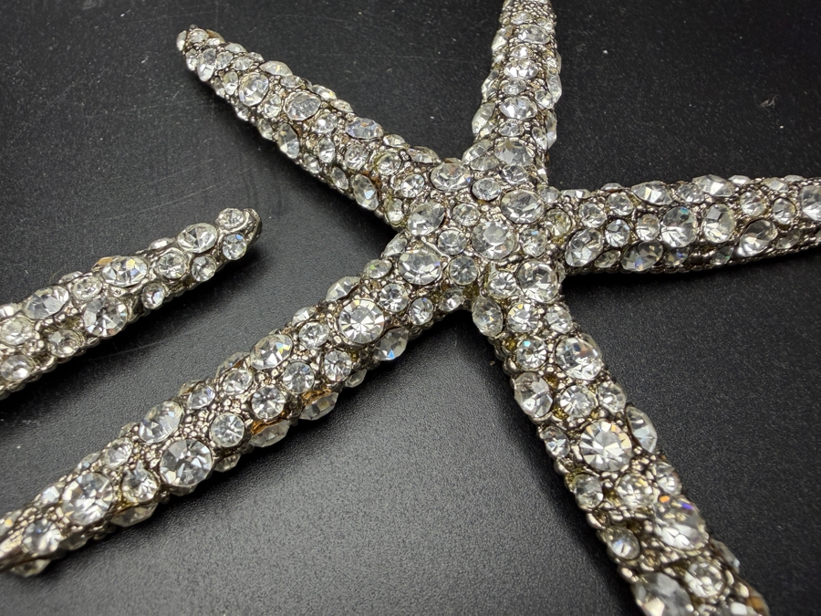 Pair Cloutier Luxury Handcrafted Swarovski Crystal Beaded Statement Starfish Sculptures 4'L Retails $330 / Pair [Photo 4]