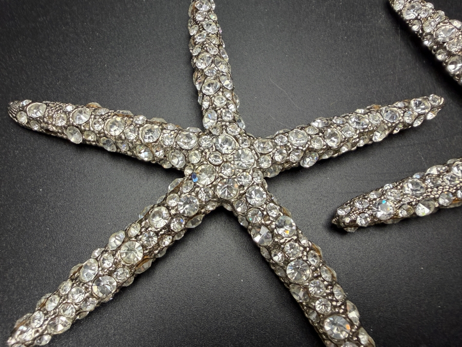 Pair Cloutier Luxury Handcrafted Swarovski Crystal Beaded Statement Starfish Sculptures 4'L Retails $330 / Pair [Photo 2]