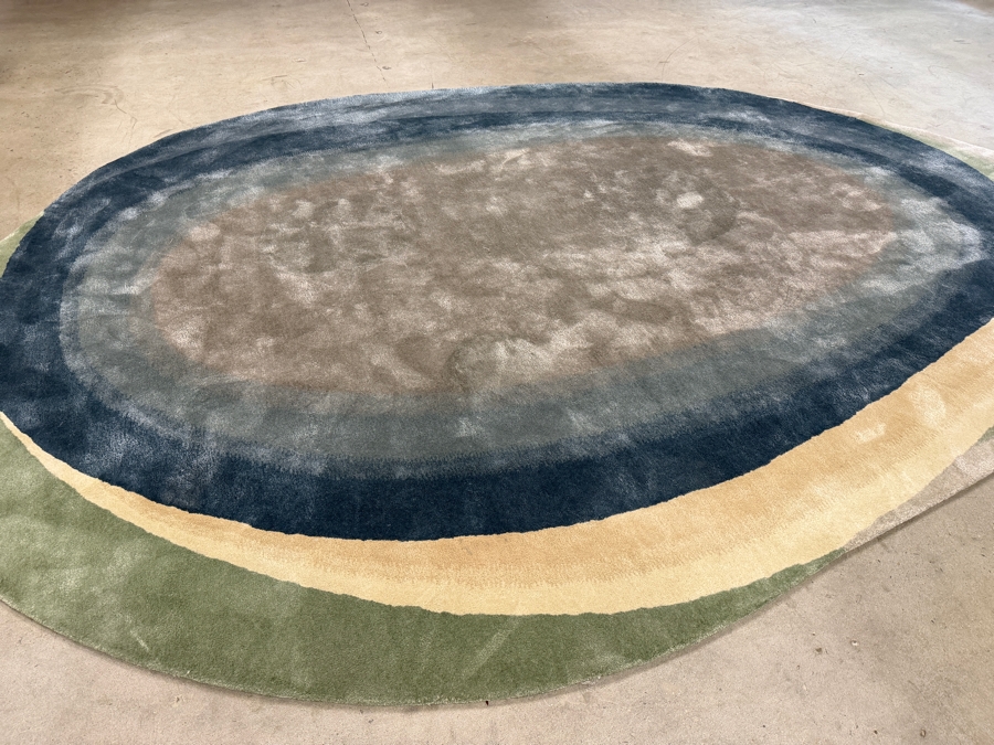 Roche Bobois Stone Collection Concentric Oval Organic Shaped Modern Wool Area Rug 137' X 94' [Photo 4]